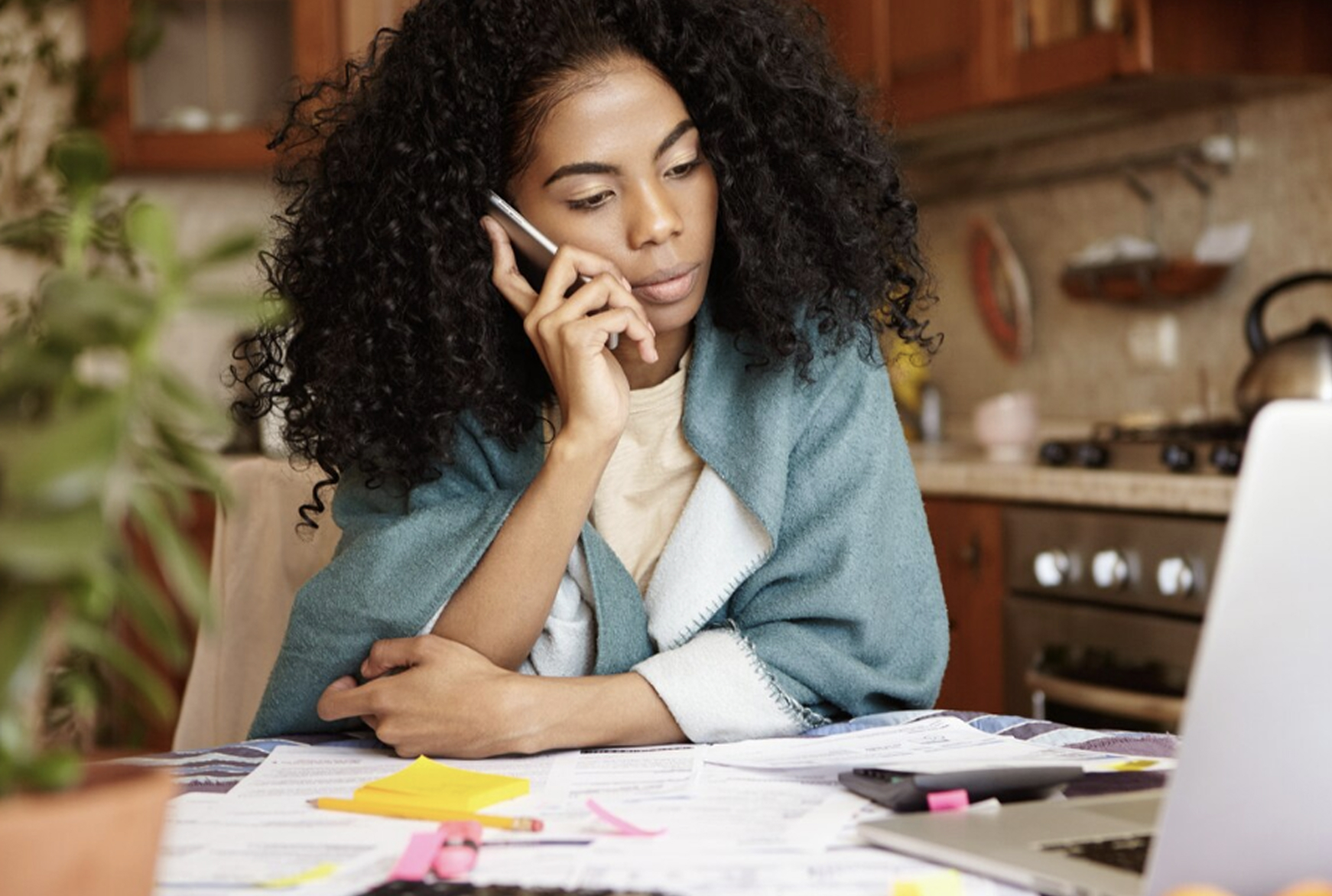 women talking on cell phone 